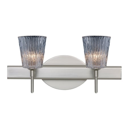 Besa Lighting Nico 4 Vanity, Clear Stone, Satin Nickel Finish, 2x5W LED 2SW-512500-LED-SN
